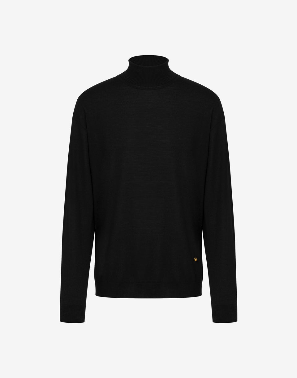 Jersey de cuello alto en mezcla de lana Golden M Negro Moschino 0