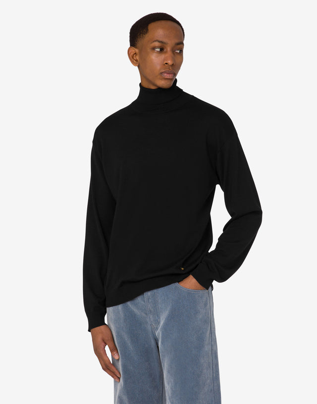 羊毛混纺高领毛衣Golden M 黑色 Moschino 0