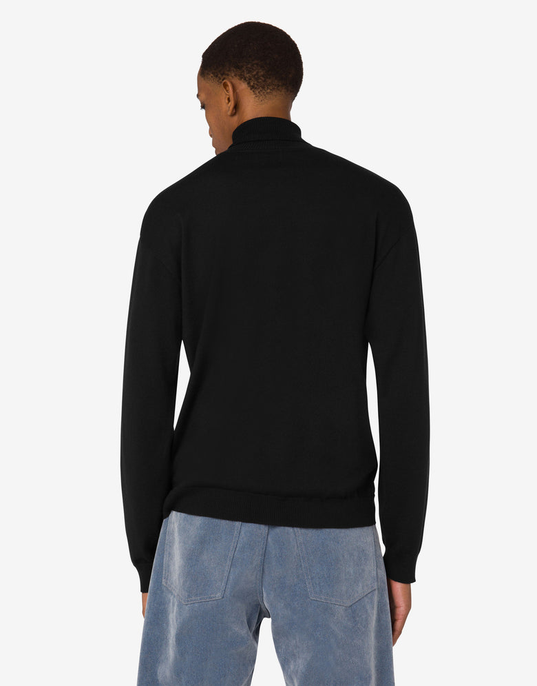 Jersey de cuello alto en mezcla de lana Golden M Negro Moschino 3