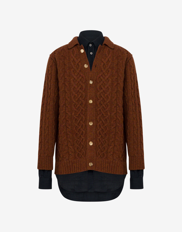 Shetland wool cardigan Brown Moschino 0