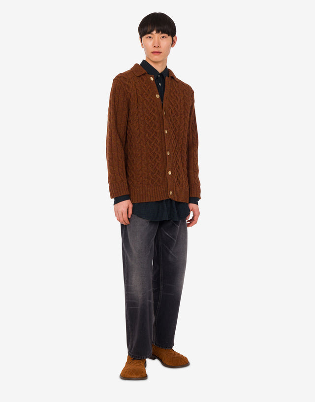Shetland wool cardigan Brown Moschino 1