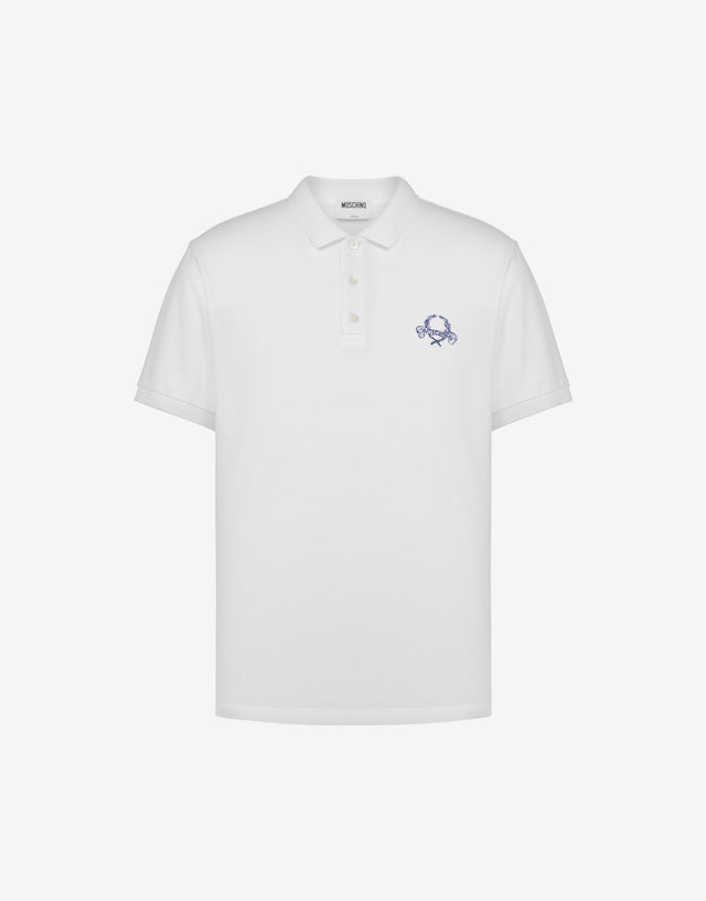 Cotton pique polo shirt Laurel Crown White Moschino 0