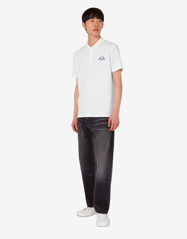 Cotton pique polo shirt Laurel Crown White Moschino 1
