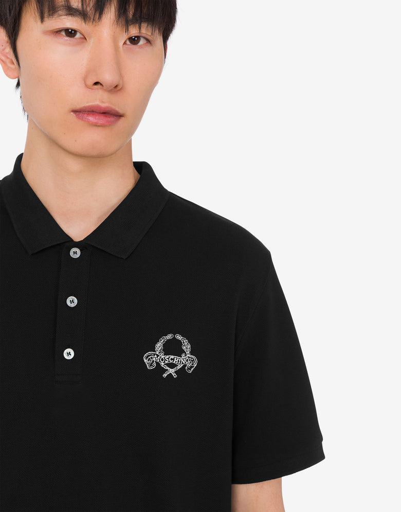 棉质 Piqué Polo 衫Laurel Crown 黑色 Moschino 4