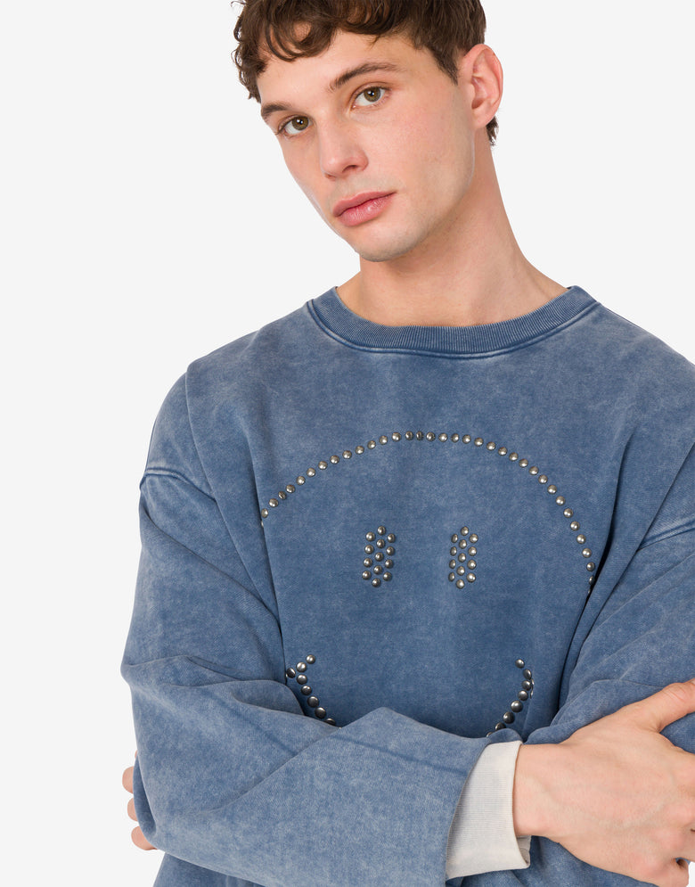 Organic cotton sweatshirt Smiley® Blue Denim Moschino 4
