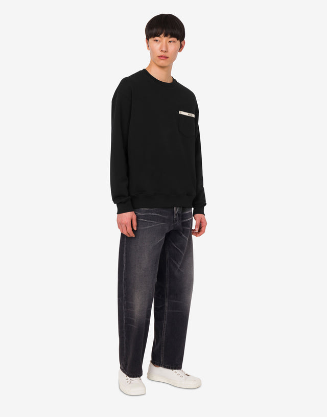 Sudadera de algodón orgánico bordada Negro Moschino 1