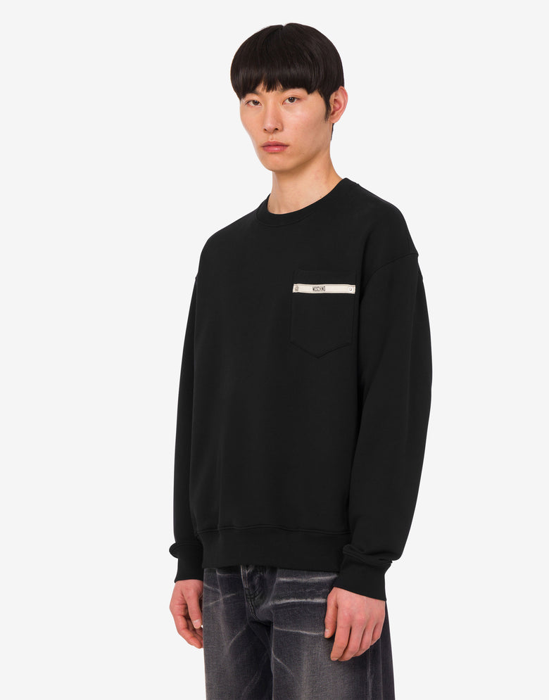 Sudadera de algodón orgánico bordada Negro Moschino 2