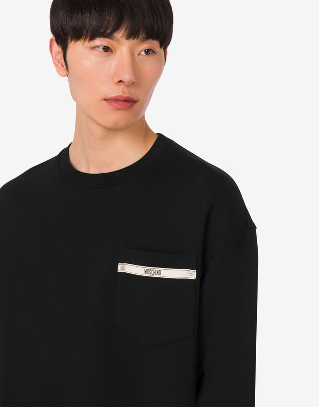 Sudadera de algodón orgánico bordada Negro Moschino 1