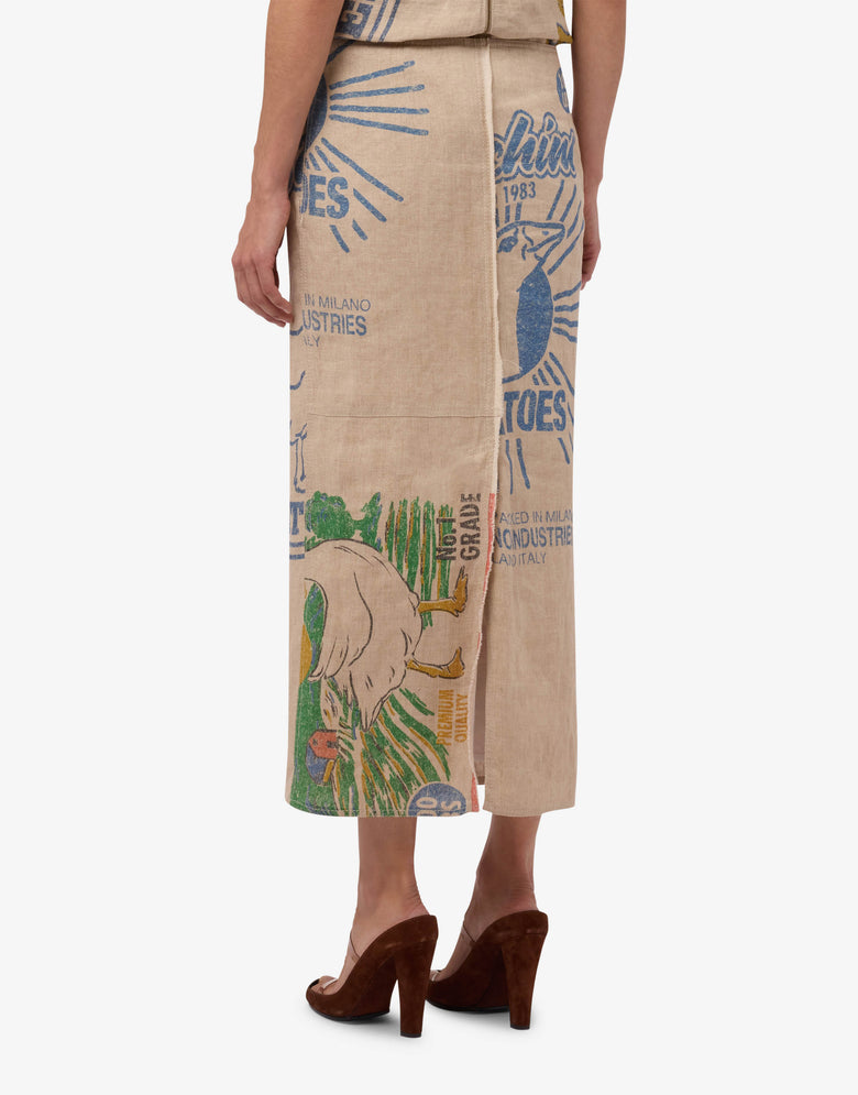 印花亚麻草裙 浅褐色 Moschino 2