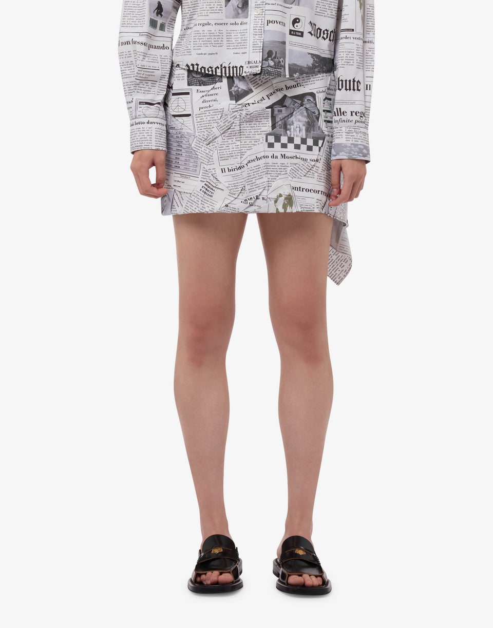 Printed cotton poplin miniskirt White Moschino 0