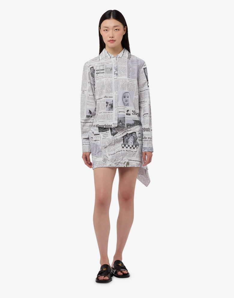 Printed cotton poplin miniskirt White Moschino 1