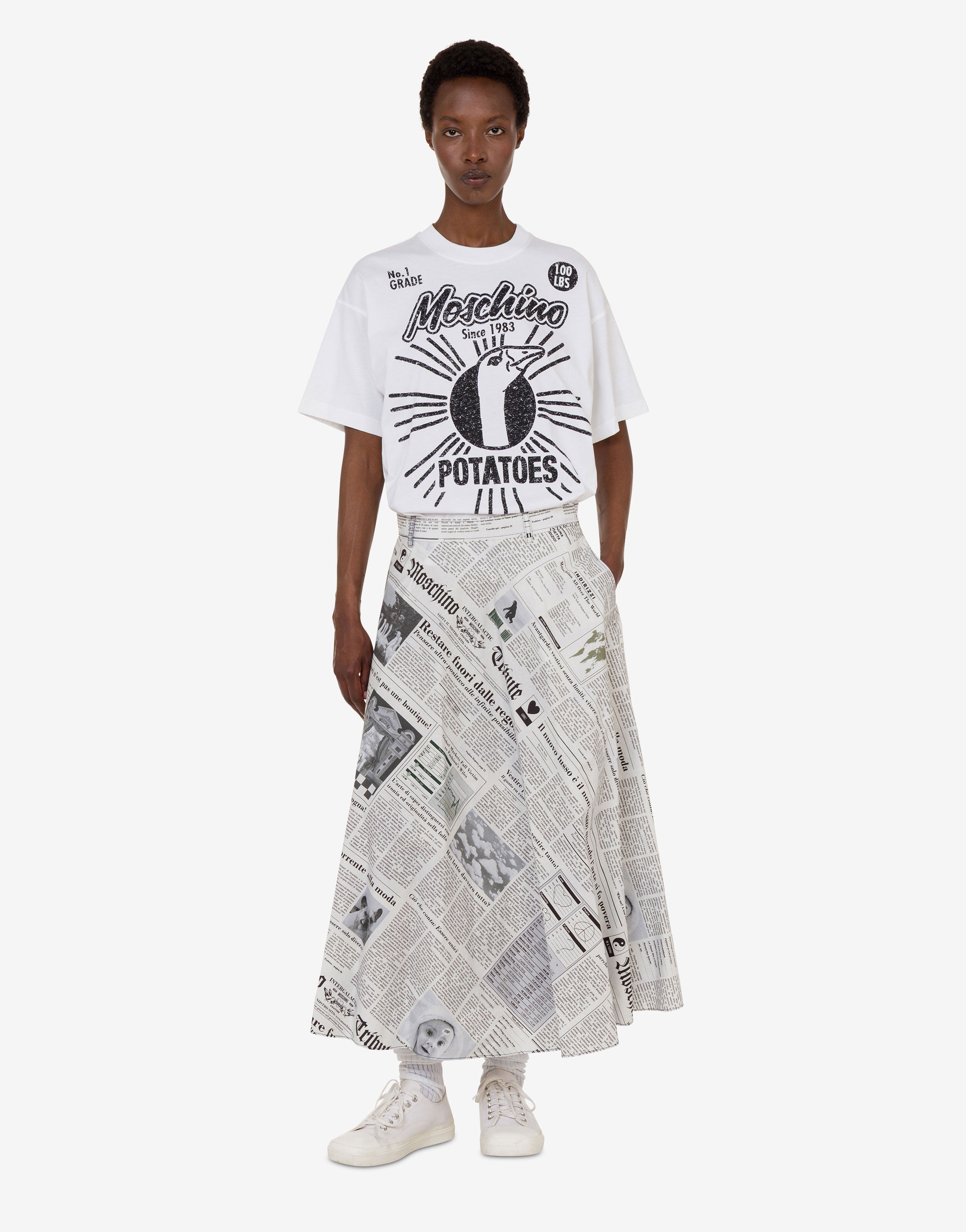Printed cotton poplin skirt | Moschino