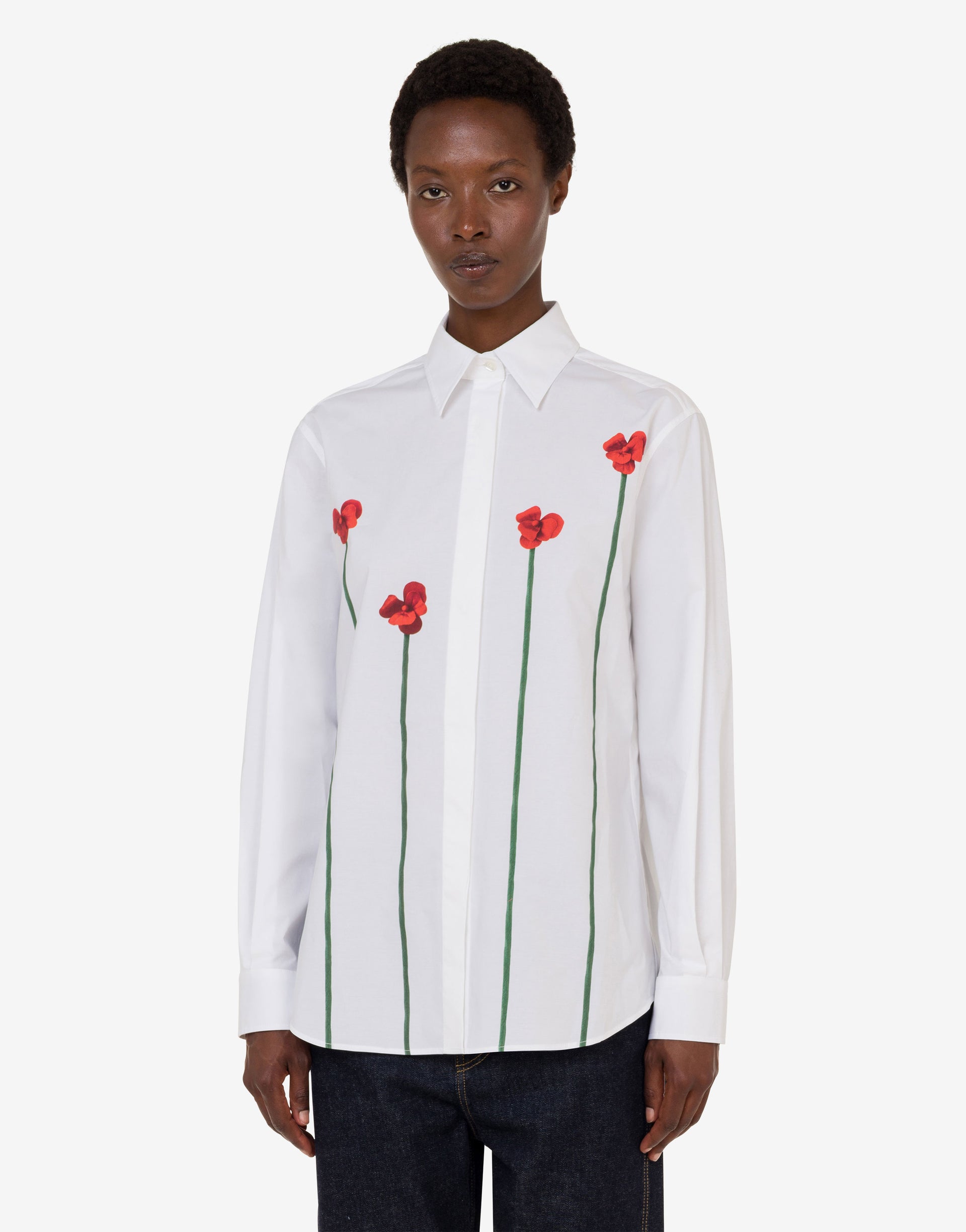 moschino dress shirt Moschino Charcoal-White Bengal Stripe Dress Shirt with Heart Embroidery 15.75