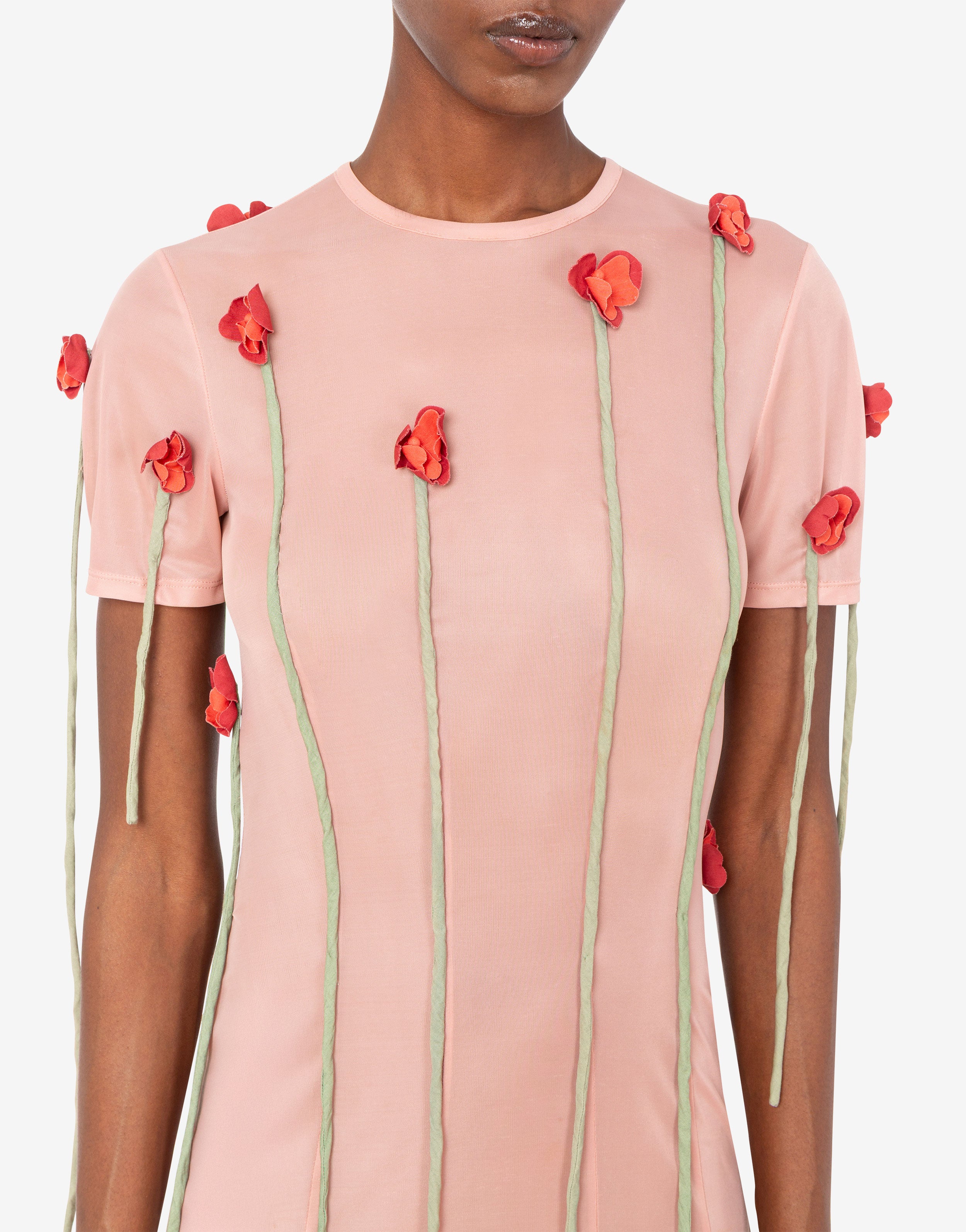 MOSCHINO 花装飾 ワンピース Lightweight jersey dress with flowers | Moschino