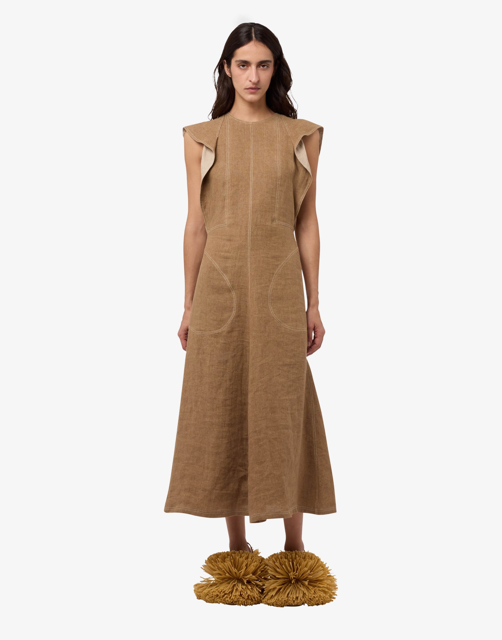 Linen and straw dress | Moschino Linen and straw dress | Moschino