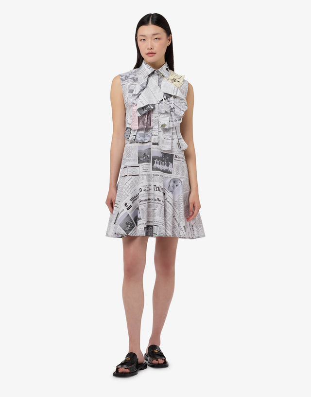 印花棉质平纹布连衣裙 白色 Moschino 0