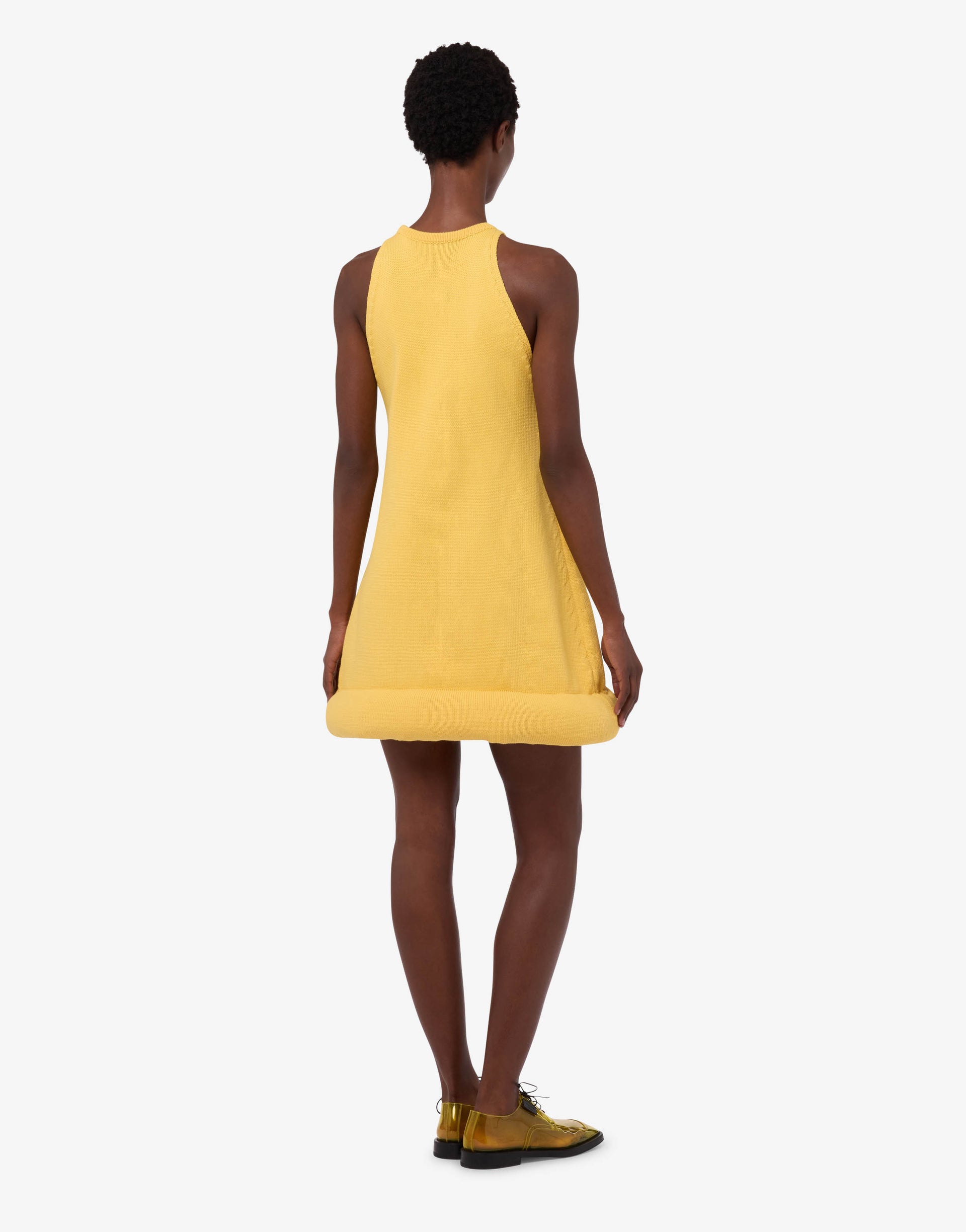Moschino - Smiley organic cotton blend knit dress - Yellow - 48 Moschino - Smiley organic cotton blend knit dress - Yellow - 48