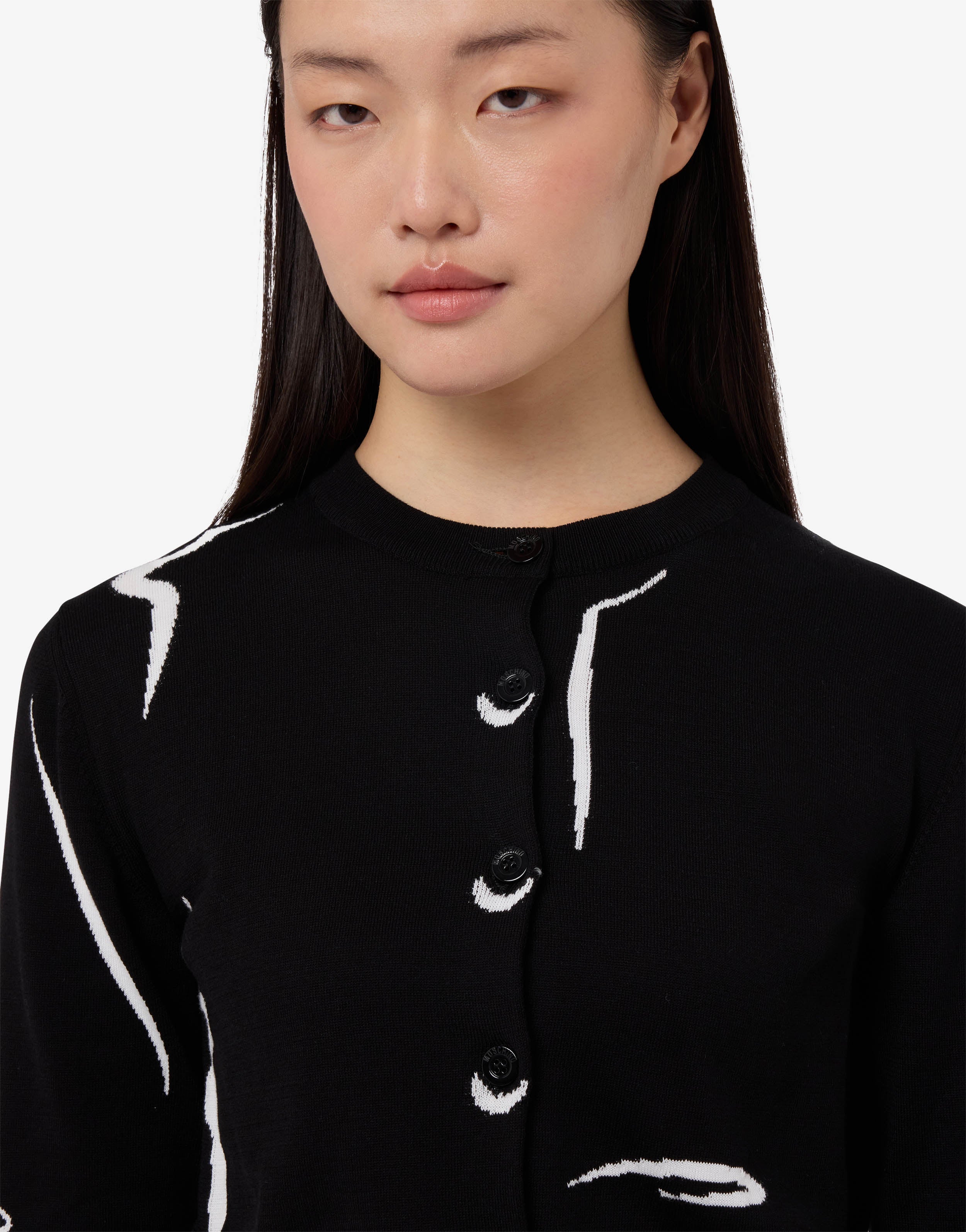 Pure cotton intarsia cardigan | Moschino