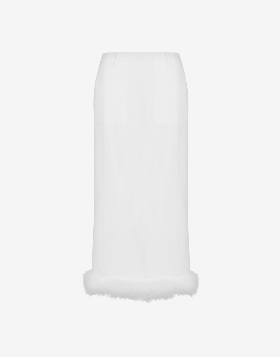 纱线染色亚麻混纺裙 白色 Moschino 0