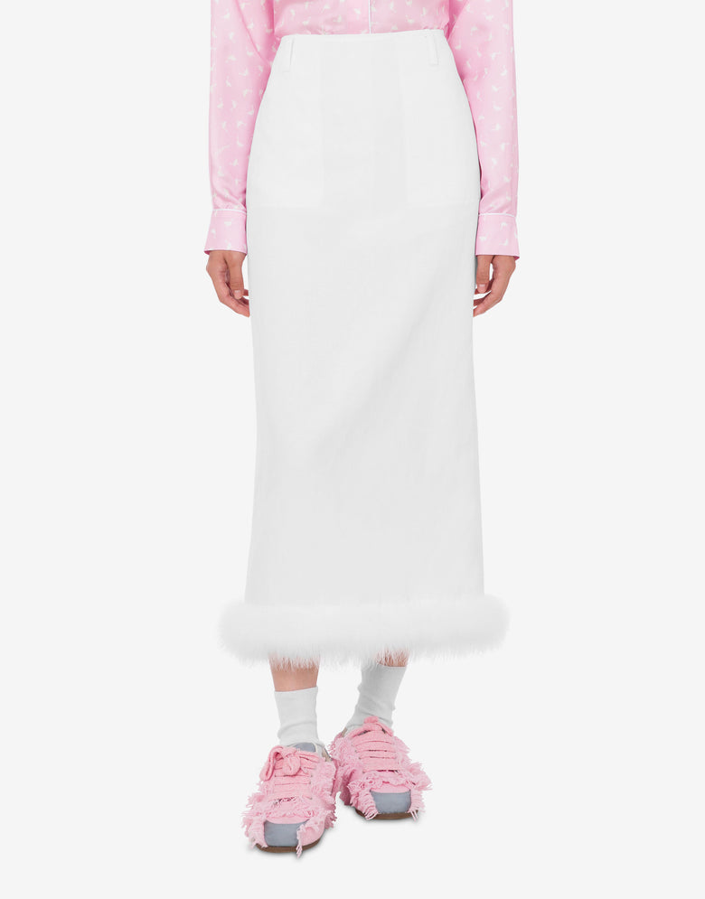 纱线染色亚麻混纺裙 白色 Moschino 2