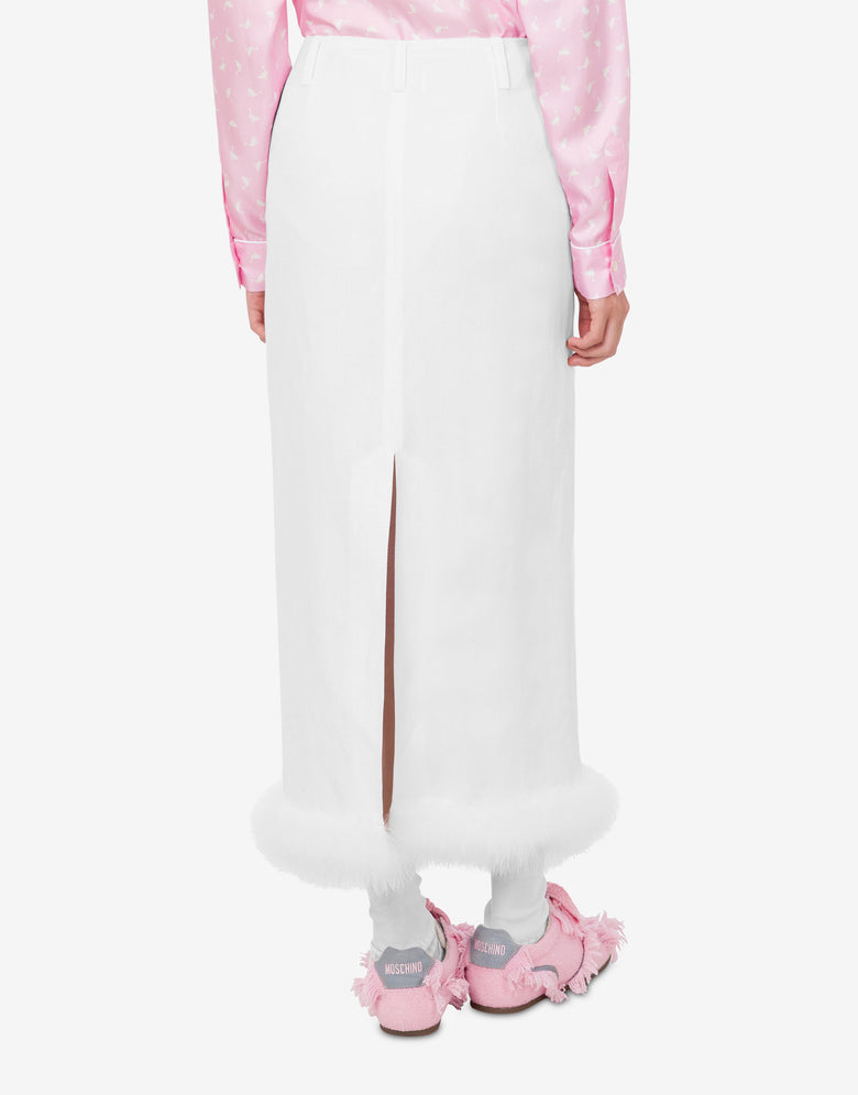 纱线染色亚麻混纺裙 白色 Moschino 3