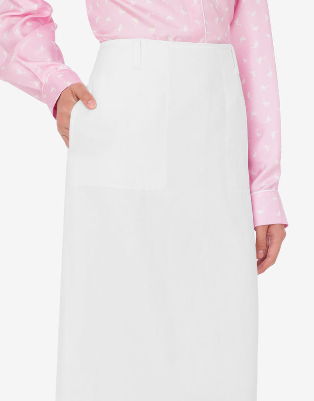 纱线染色亚麻混纺裙 白色 Moschino 1