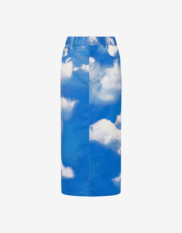 Archive Clouds cotton bull skirt Azure Moschino 0