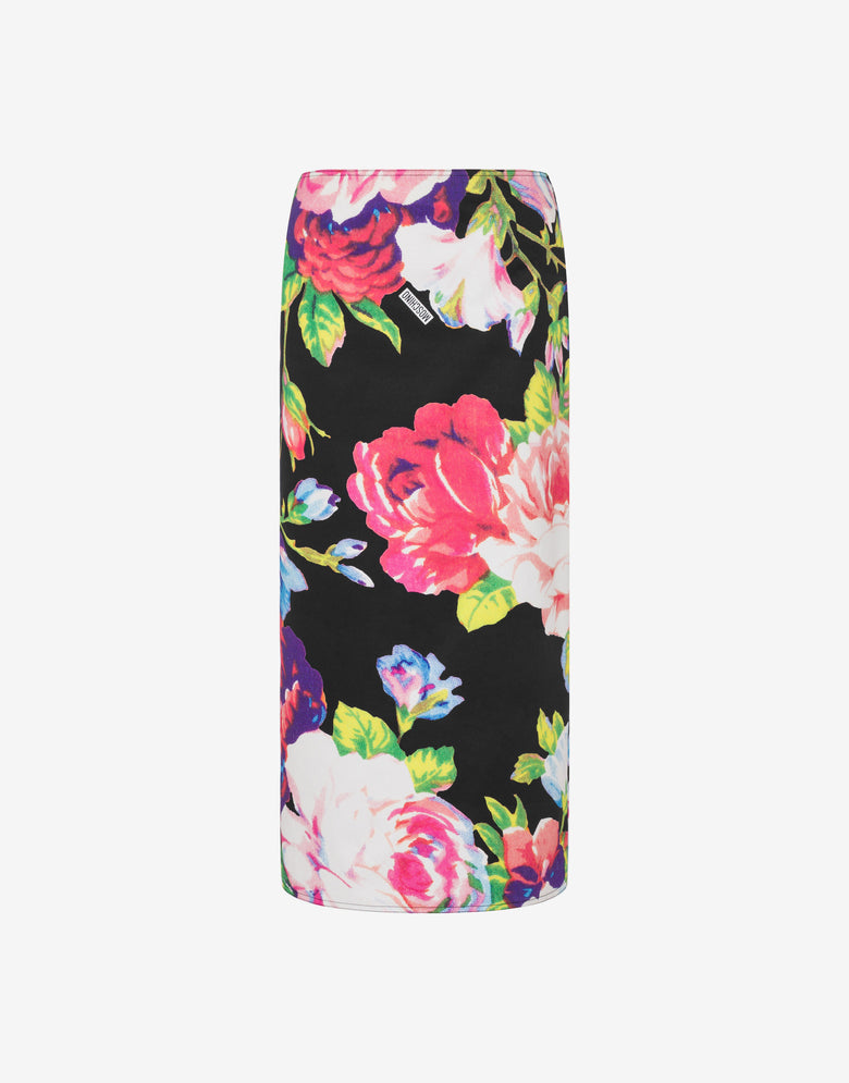 Falda estampada de algodón elástico Negro Moschino 4