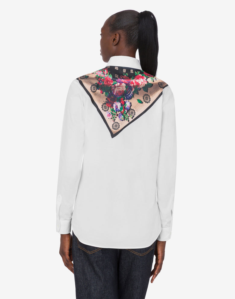 印花弹力棉府绸衬衫 白色 Moschino 3