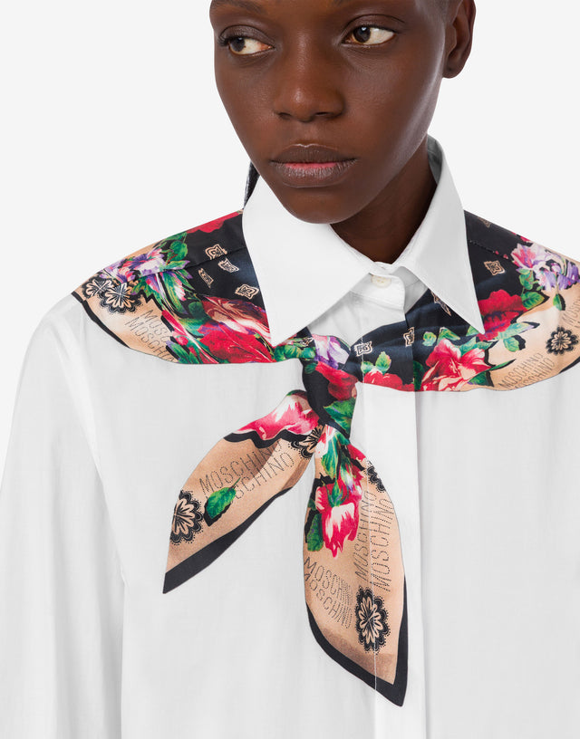 印花弹力棉府绸衬衫 白色 Moschino 1