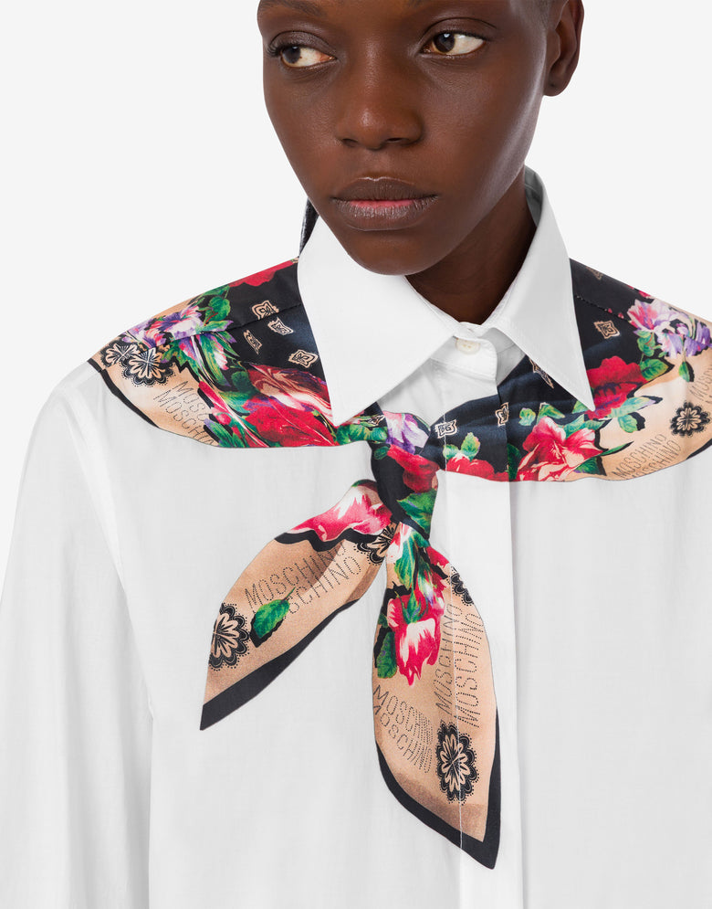 印花弹力棉府绸衬衫 白色 Moschino 1