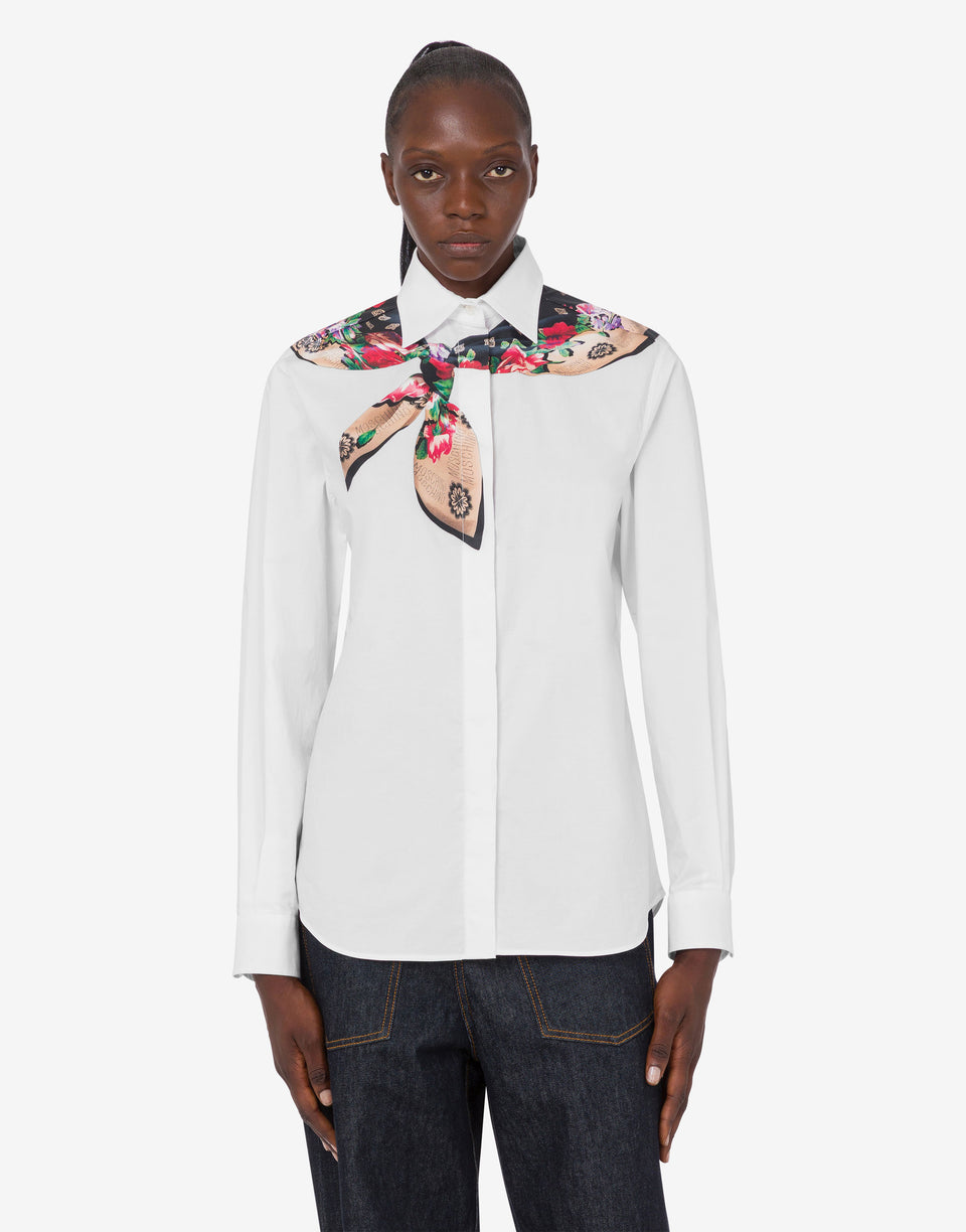 Moschino - Printed stretch cotton poplin shirt - White Moschino - Printed stretch cotton poplin shirt - White