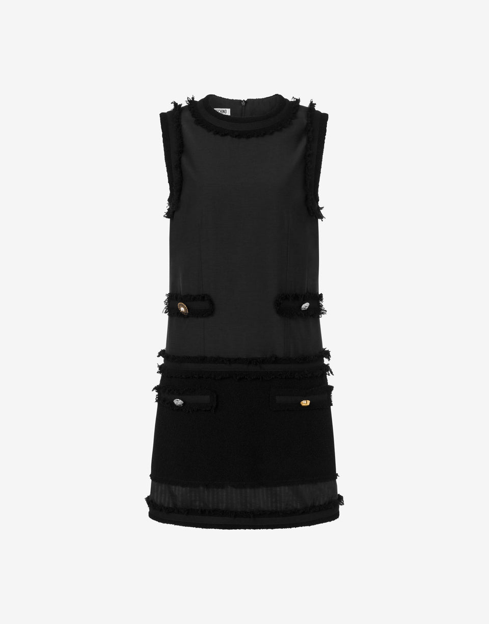 Vestido de bouclé elástico Negro Moschino 0