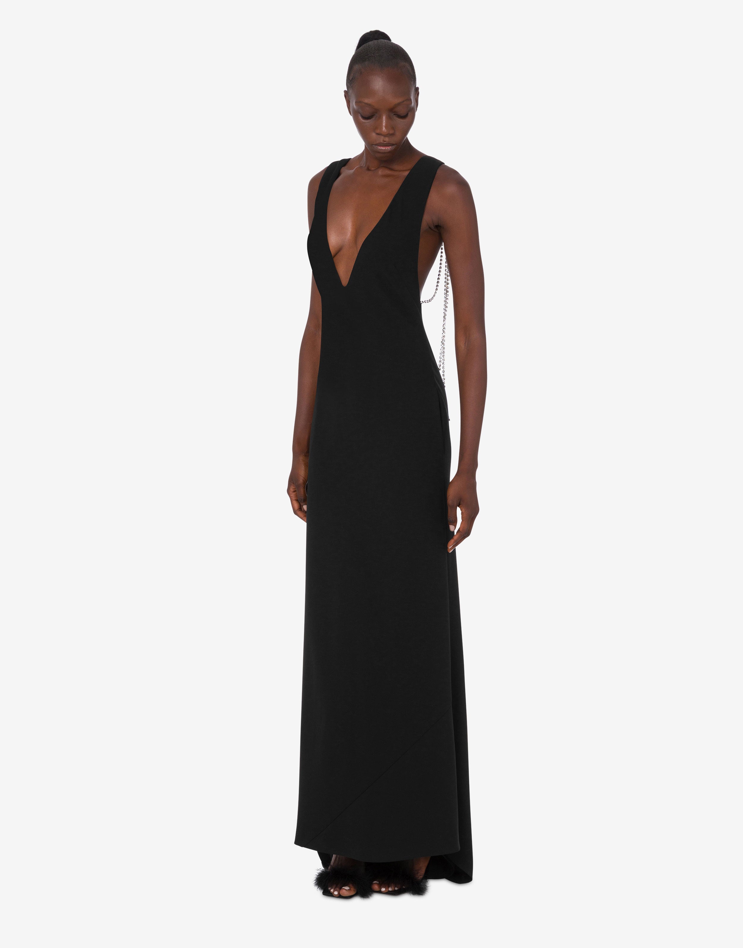 Embellished stretch crepe dress | Moschino