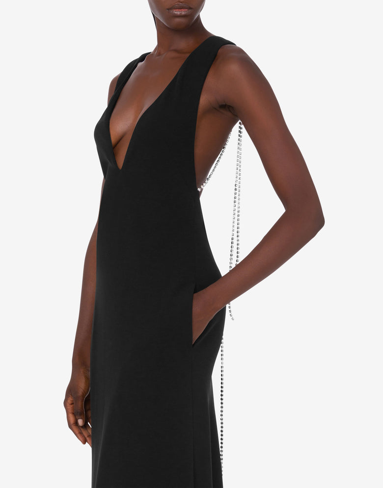 点缀弹力绉连衣裙 黑色 Moschino 2