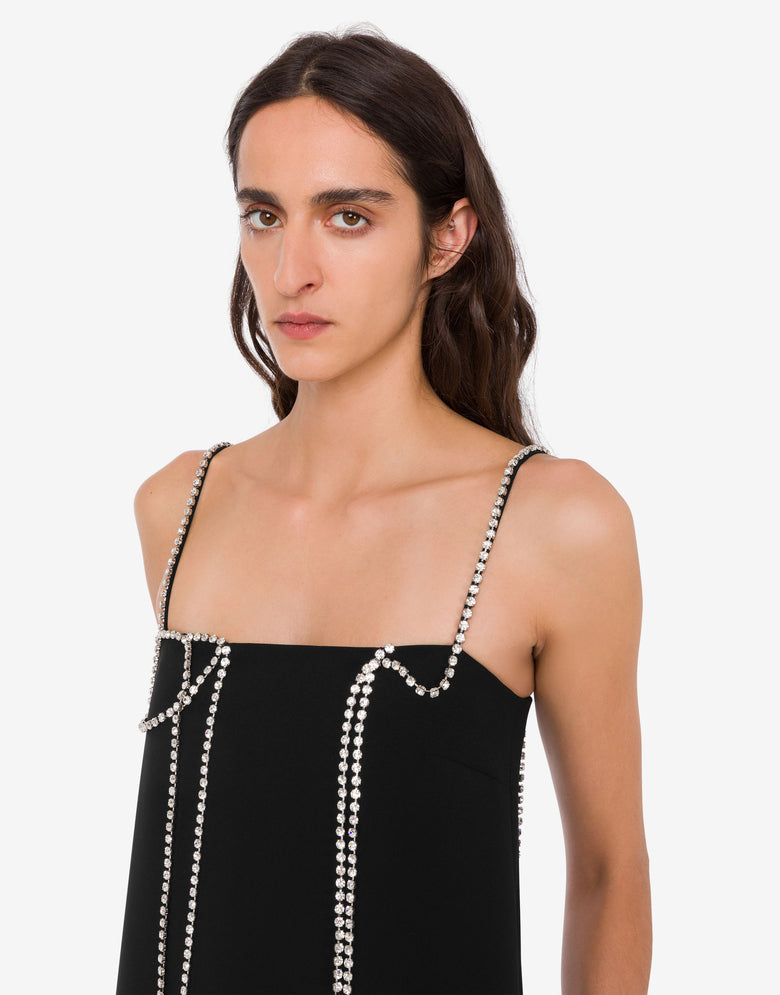 点缀弹力绉连衣裙 黑色 Moschino 3