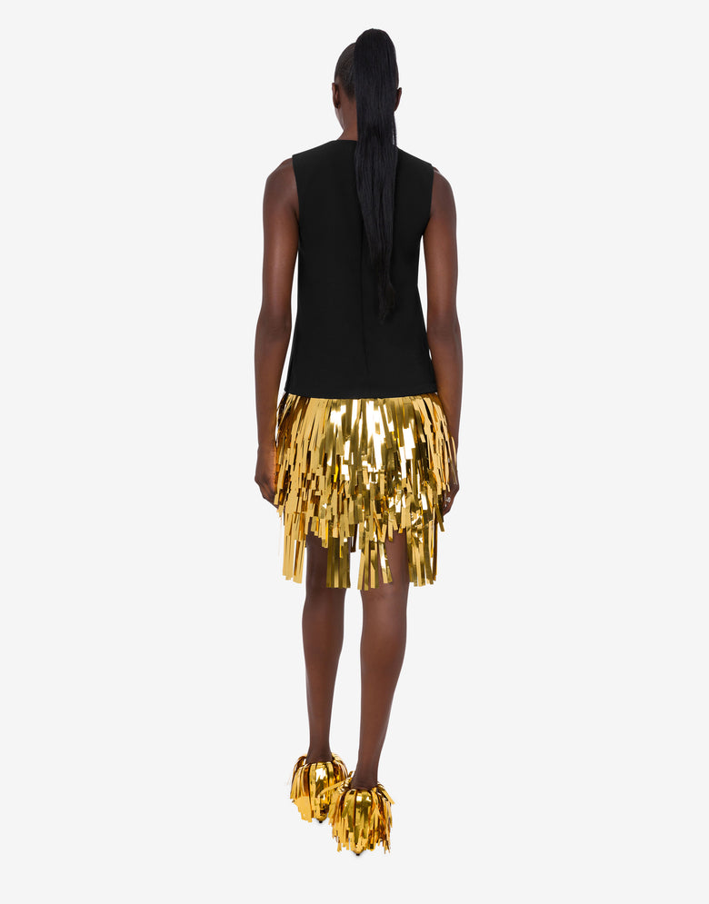 点缀弹力绉连衣裙 黑色 Moschino 2