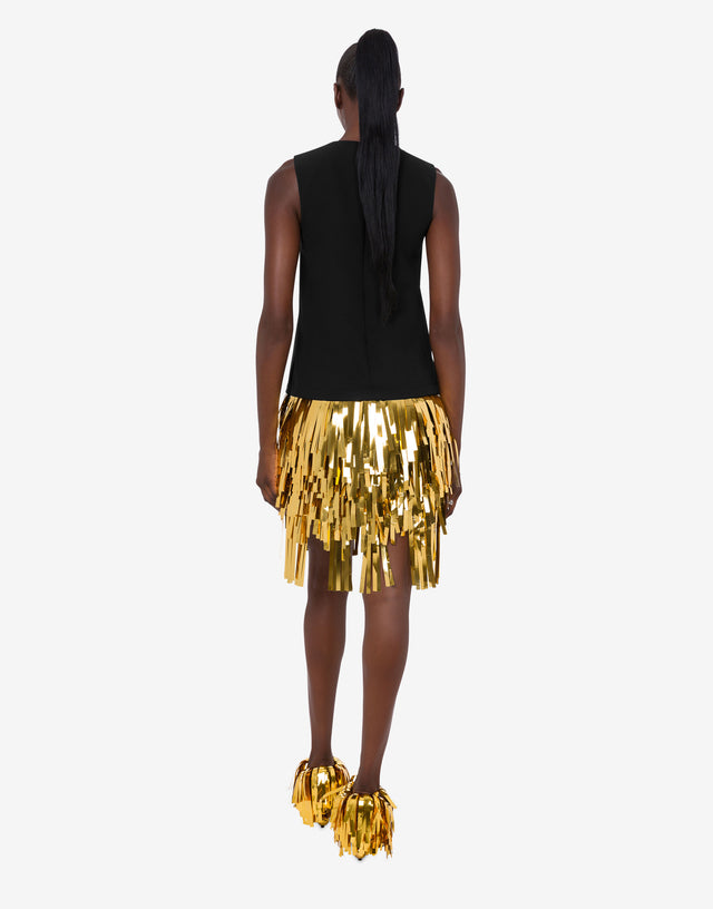 Vestido de crepé elástico con adornos Negro Moschino 1