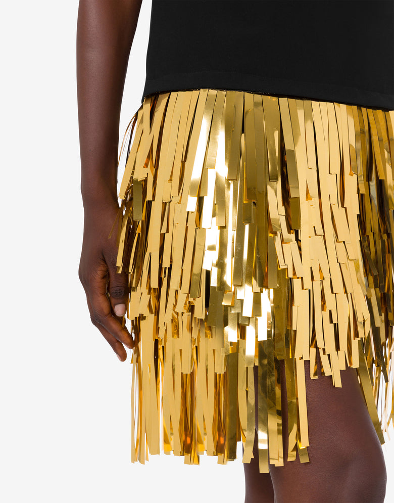 点缀弹力绉连衣裙 黑色 Moschino 2