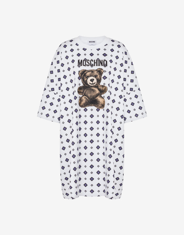 Moschino 泰迪熊有机棉针织连衣裙 白色 Moschino 0
