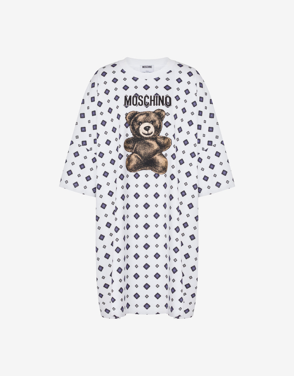 Moschino 泰迪熊有机棉针织连衣裙 白色 Moschino 0