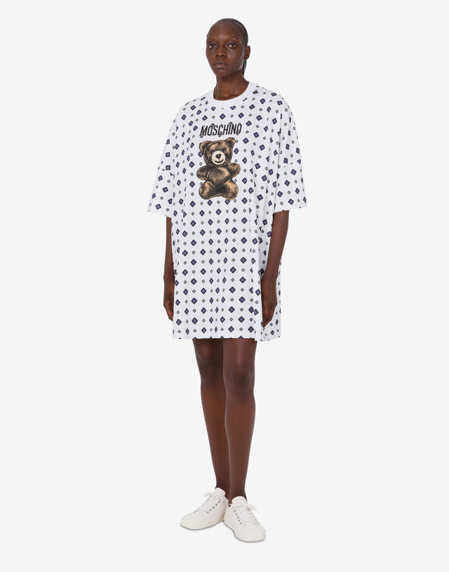 Moschino 泰迪熊有机棉针织连衣裙 白色 Moschino 1