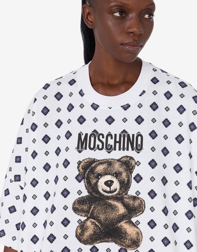 Moschino 泰迪熊有机棉针织连衣裙 白色 Moschino 3