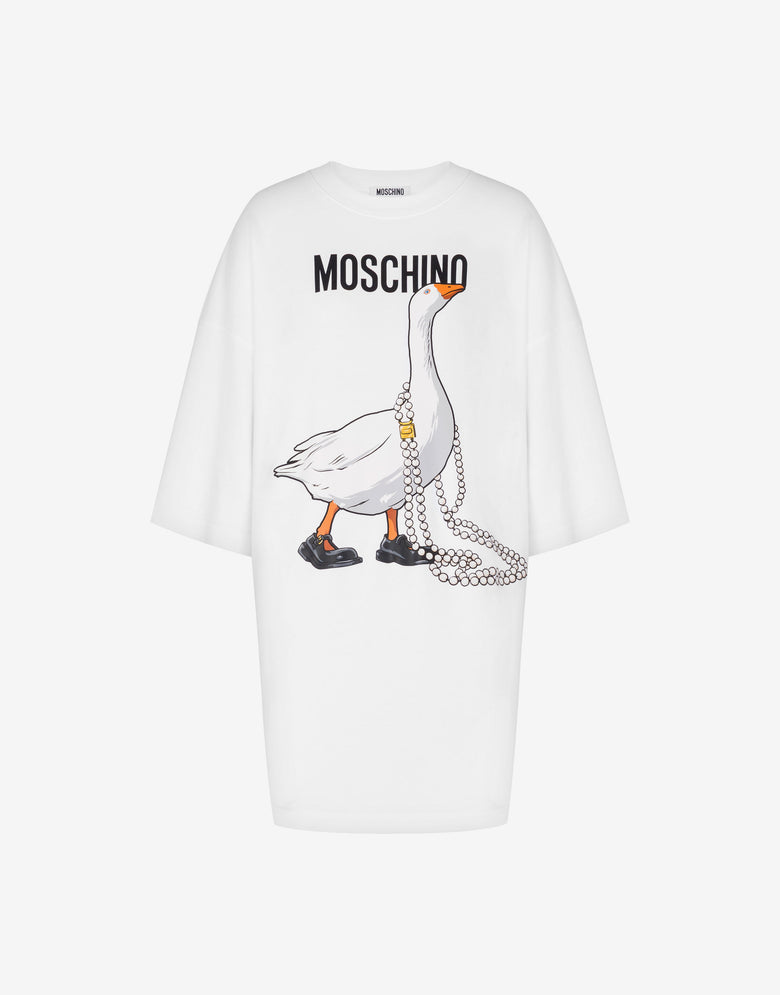 Vestido de algodón grueso de oca Blanco Moschino 3