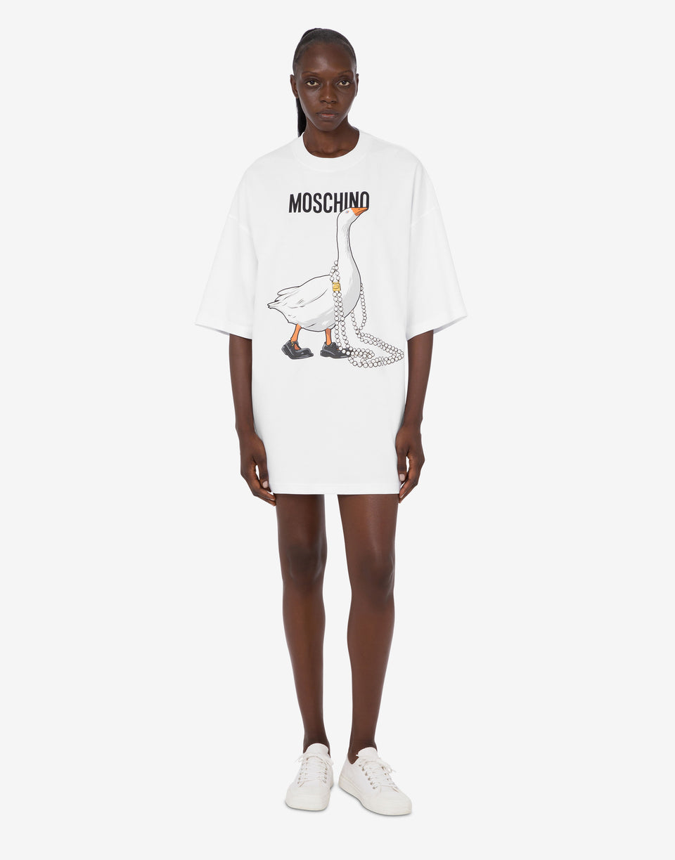 Vestido de algodón grueso de oca Blanco Moschino 0