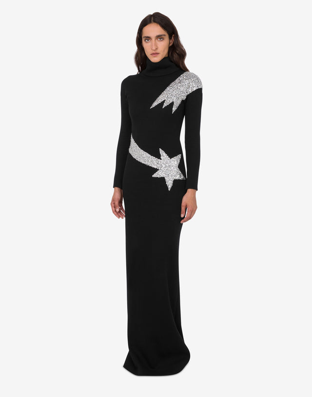 Vestido decorado de mezcla de algodón Negro Moschino 1