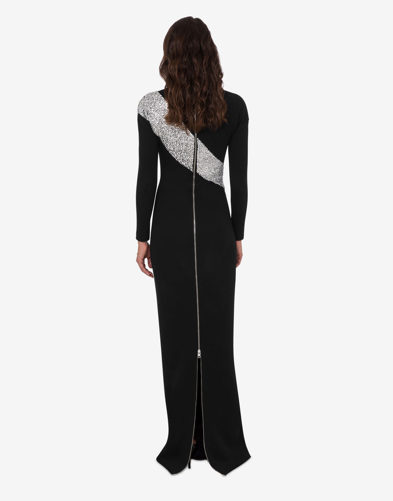 装饰棉混纺连衣裙 黑色 Moschino 2