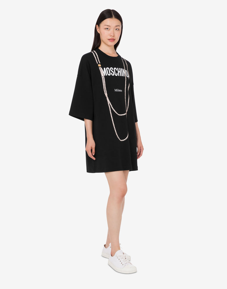 印花厚棉布连衣裙 黑色 Moschino 1