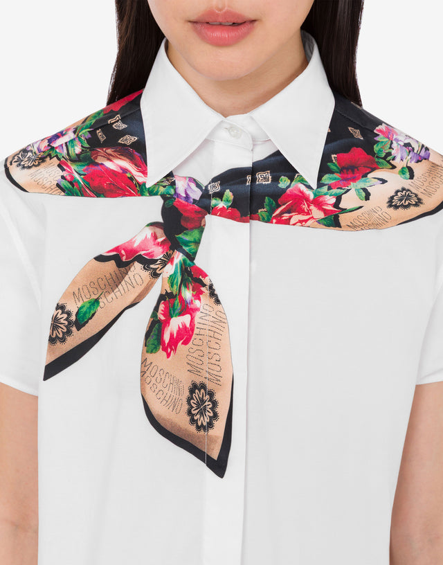 印花弹力棉府绸连衣裙 白色 Moschino 1