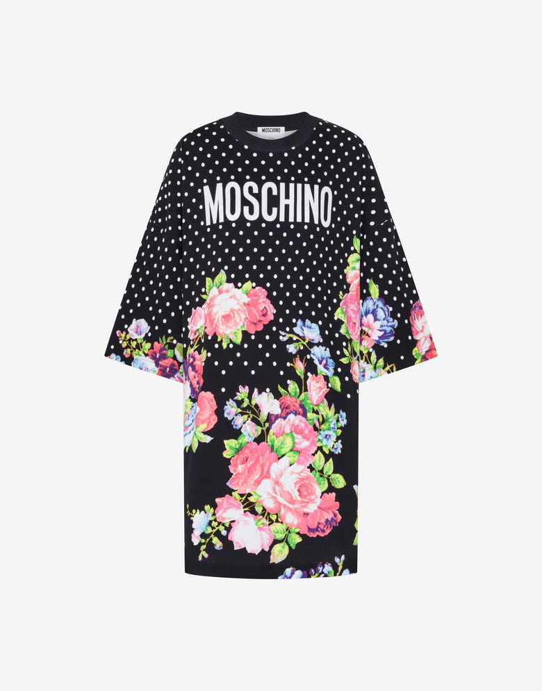 moschino t shirt dress women Moschino - Printed heavy cotton dress - Black